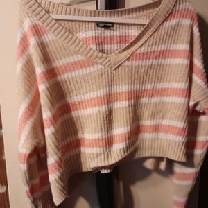 Wild Fable Nude & Pink Cropped Knit Sweater Size XXL
